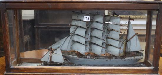 A cased four masted model schooner